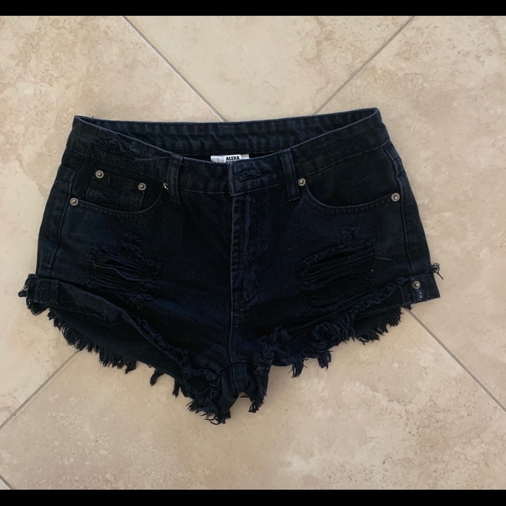 Black jean shorts